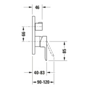 Duravit Fertigset UP-Brause-Einhebelmischer D-Code Keramikmisch., rd, mit Umstellung, chrom-4
