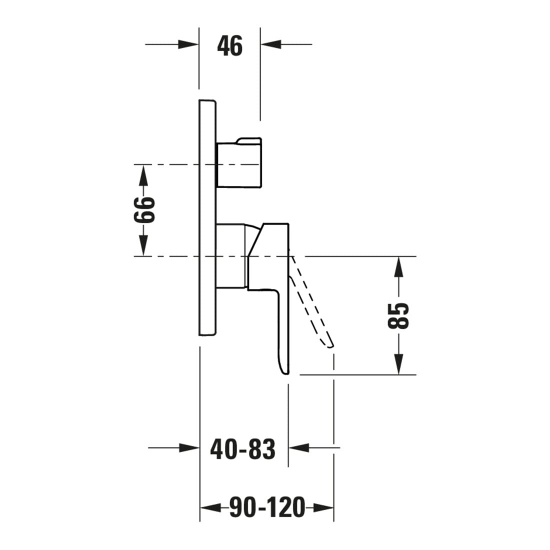 Duravit Fertigset UP-Brause-Einhebelmischer D-Code Keramikmisch., rd, mit Umstellung, chrom