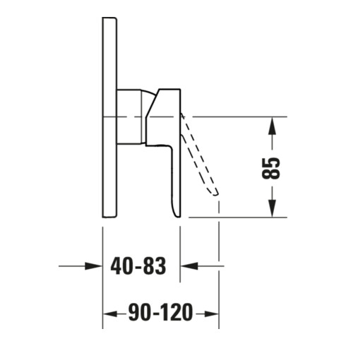 Duravit Fertigset UP-Brause-Einhebelmischer D-Code Keramikmischsystem, rund, 24,5 l, chrom