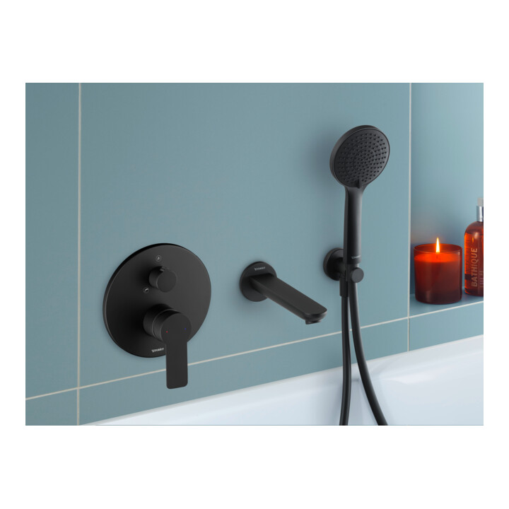 Duravit Fertigset UP-Wannen-Einhebelmischer D-Code Keramikmisch., m Umst., 22,5 l, sw matt