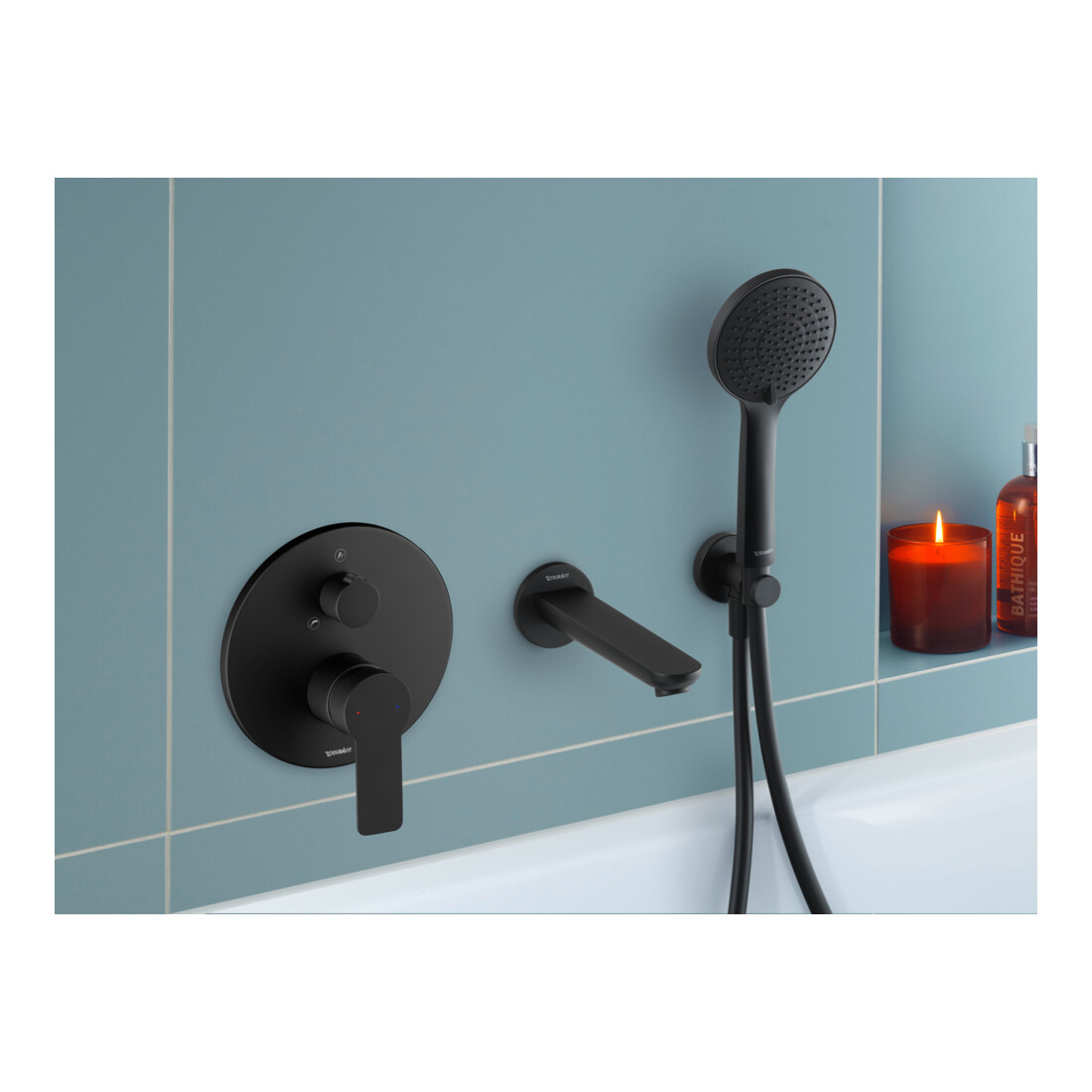 Duravit Fertigset UP-Wannen-Einhebelmischer D-Code Keramikmisch., m Umst., 22,5 l, sw matt