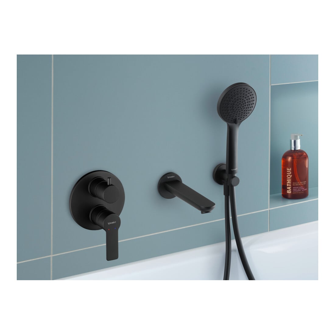 Duravit Fertigset UP-Wannen-Einhebelmischer D-Code Keramikmischsystem, 19 l, schwarz matt