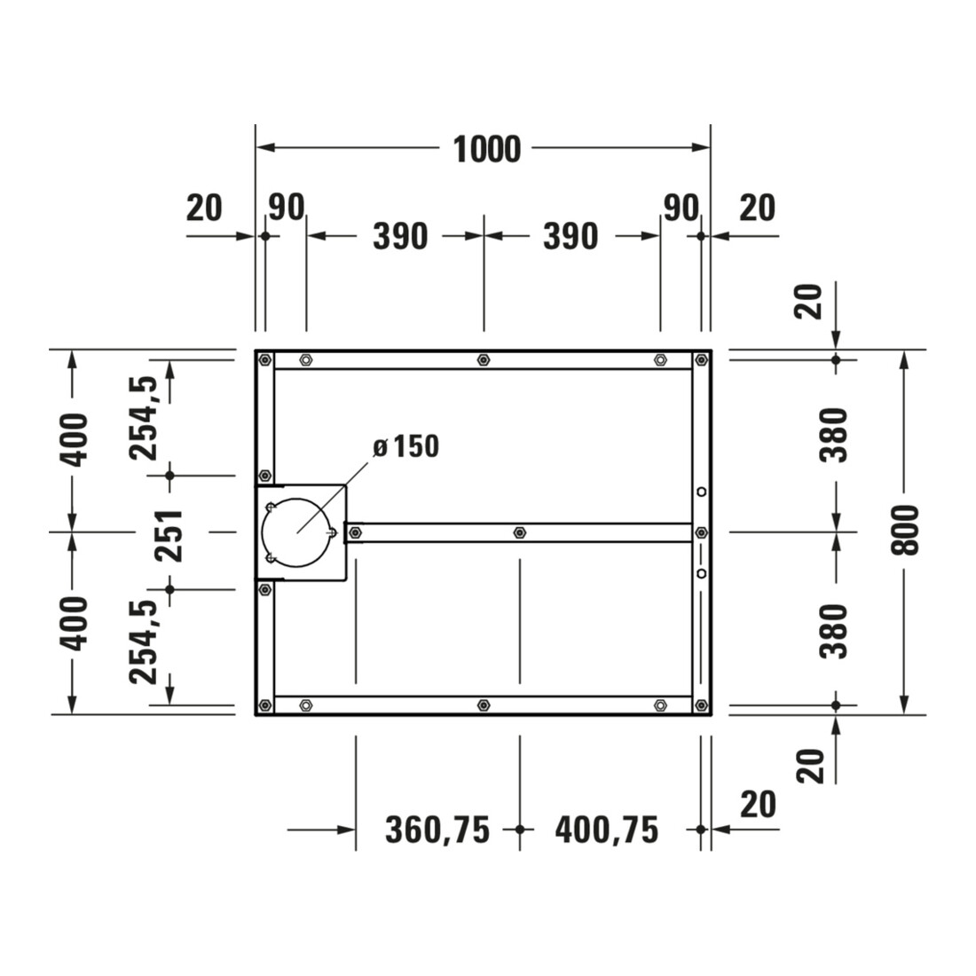 Duravit Fußgestell 100x80, höhenverstellbar von 8-10cm