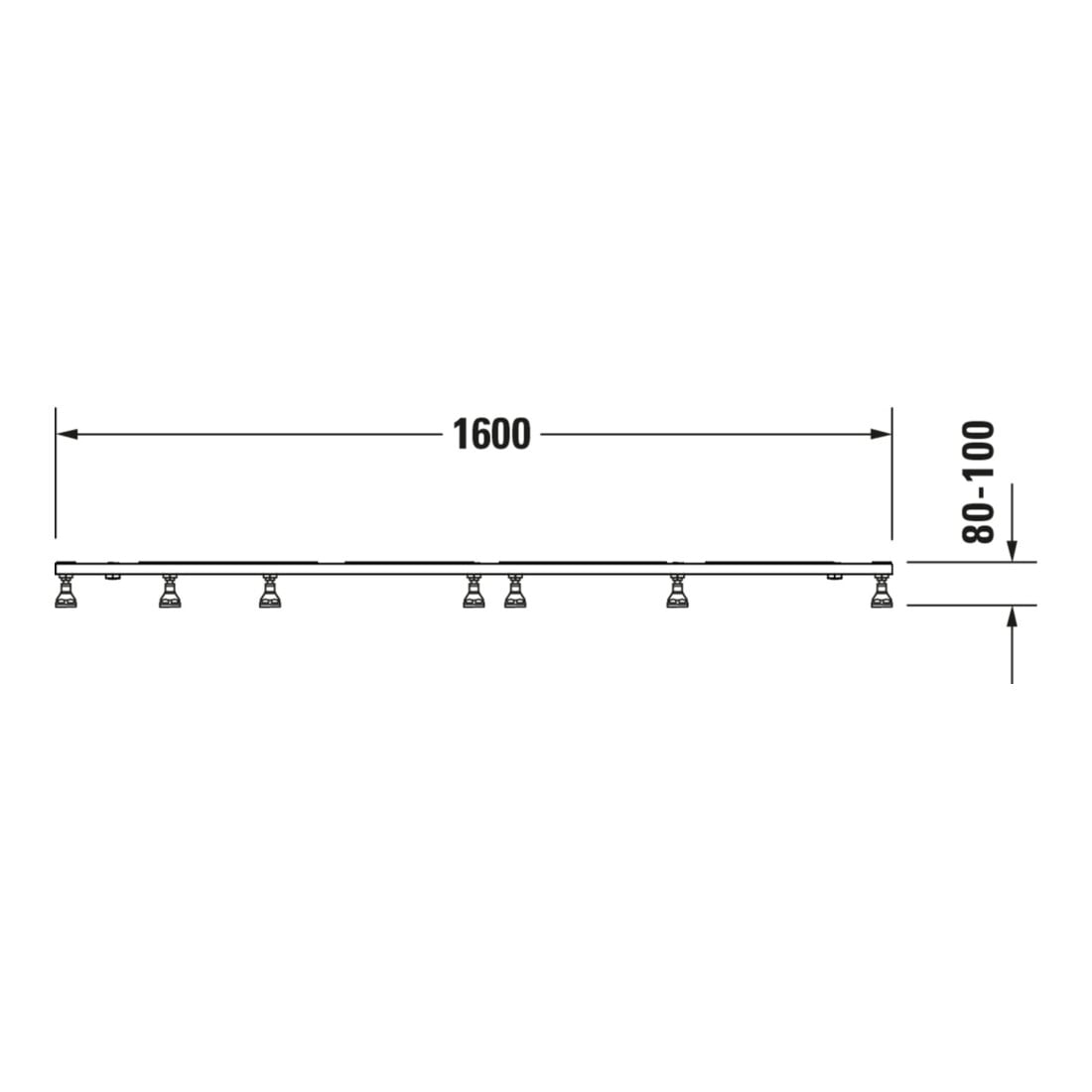 Duravit Fußgestell 160x100cm, höhenverstellbar von 8-10cm
