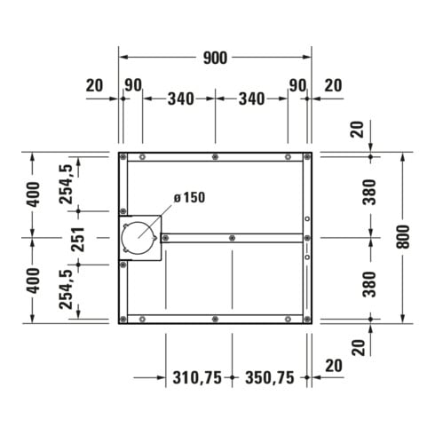 Duravit Fußgestell 90x80cm, höhenverstellbar von 8-10cm