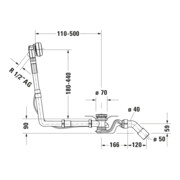 Duravit Garniture de vidage Quadroval avec tirette 85 cm, Ø 5,2 cm, pour baignoire, chromé-4
