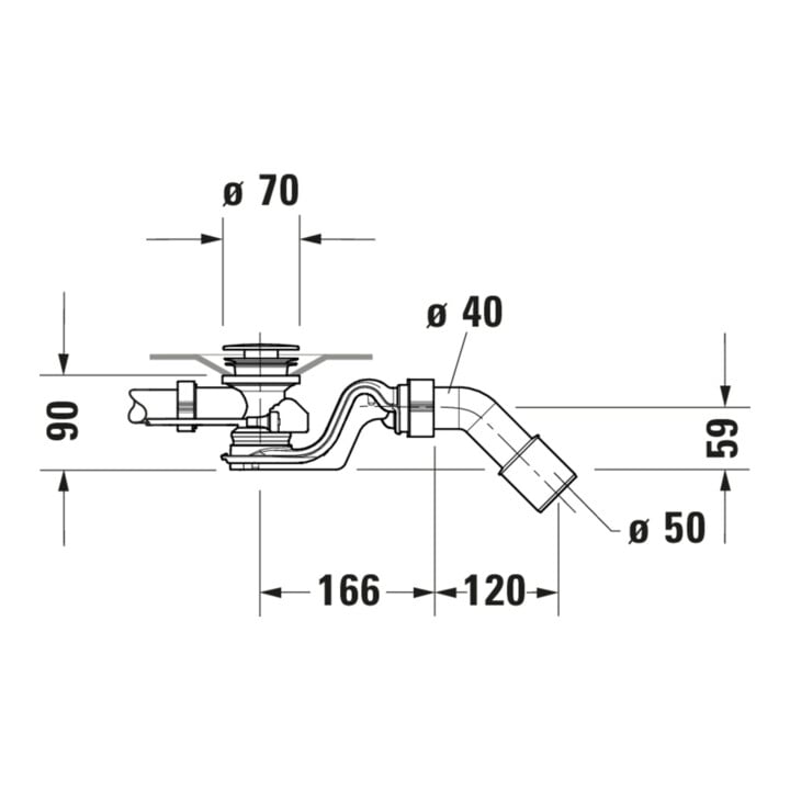 Duravit Garniture de vidage Quadroval d= 5,2 cm, chrome
