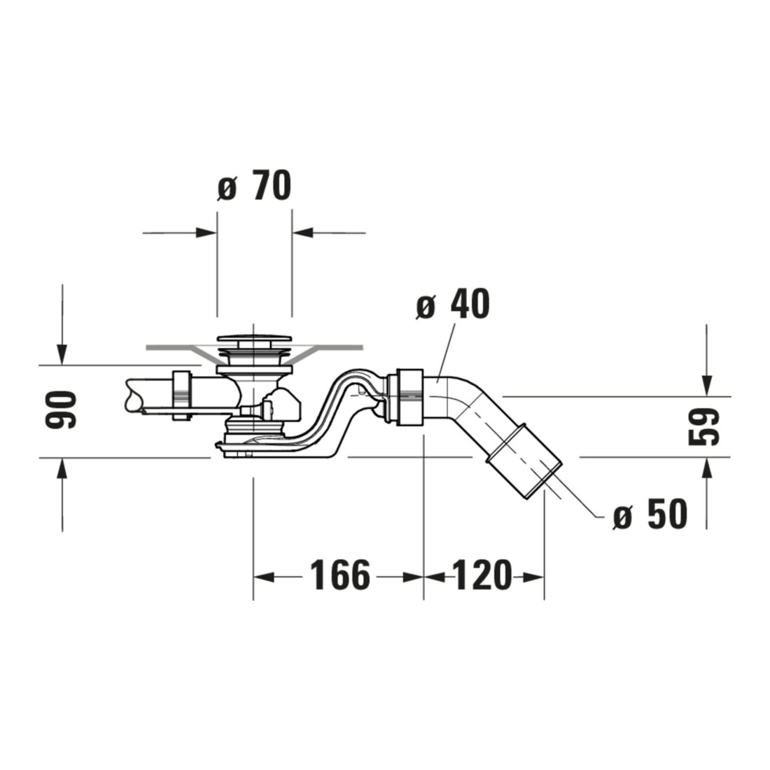 Duravit Garniture de vidage Quadroval d= 5,2 cm, chrome