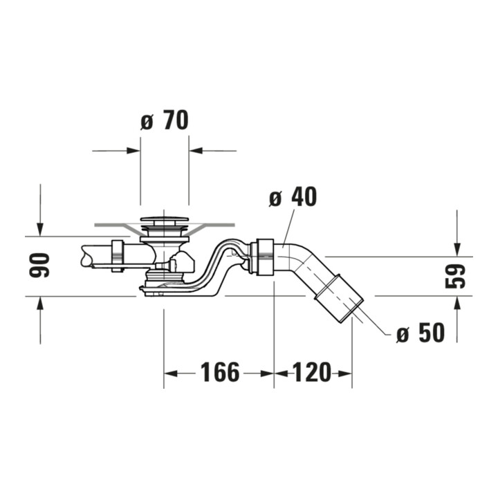 Duravit Garniture de vidage Quadroval d= 5,2 cm, chrome