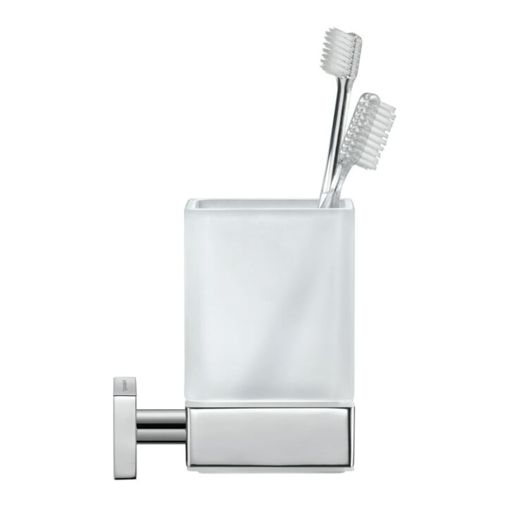 Duravit Glashalter Karree 7x10cm, Glas weiß matt, Halter chrom