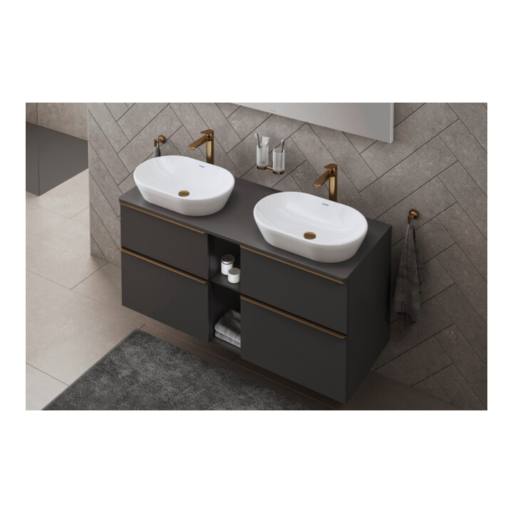 Duravit Glashalter Starck T double, mural, verre blanc mat, bronze brossé