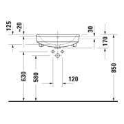 Duravit Halb-Einbauwaschtisch No. 1 55x46cm, EB v ob, m HL, ÜL, HLB, weiß-2