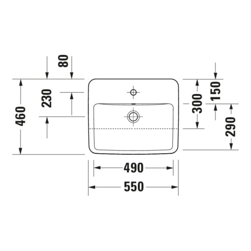 Duravit Halb-Einbauwaschtisch No. 1 55x46cm, EB v ob, m HL, ÜL, HLB, weiß