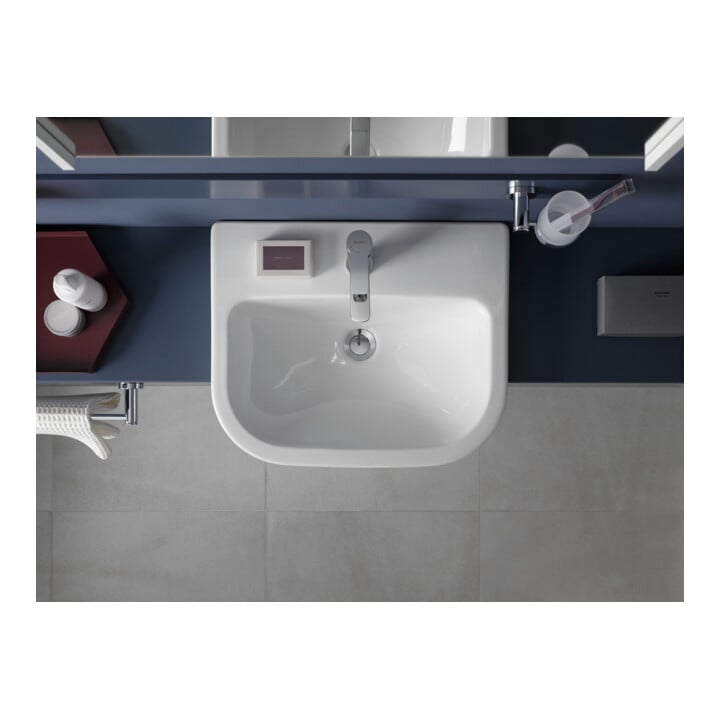 Duravit Halbeinbau-Waschtisch D-Code 55x45,5cm, EB v ob, m Hahnl., m ÜL, weiß