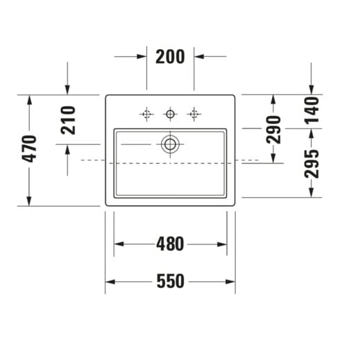 Duravit Halbeinbau-Waschtisch Vero 55x47cm, EB v ob, m HL, ÜL, HLB, weiß