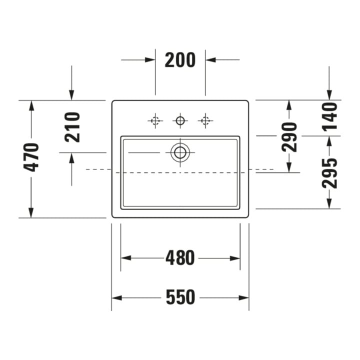 Duravit Halbeinbau-Waschtisch Vero 55x47cm, EB v ob, m HL, ÜL, HLB, weiß