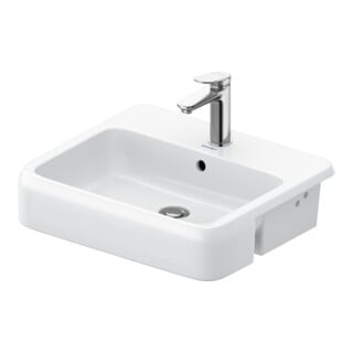 Duravit Halbeinbauwaschtisch Qatego 55x47cm, EB v o, m HL, Ü, HL, we hgl