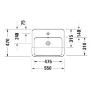Duravit Halbeinbauwaschtisch Qatego 55x47cm, EB v o, m HL, Ü, HL, we hgl-3