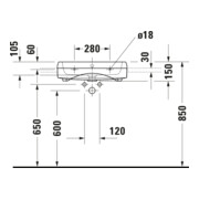 Duravit Halbeinbauwaschtisch Qatego 55x47cm, EB v o, m HL, Ü, HL, we hgl-4