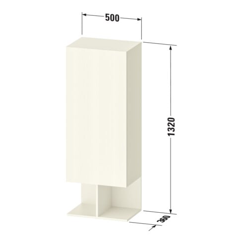 Duravit Halbhochschrank Balcoon 50x36x132cm, Tür re, Elfenb. strukt.