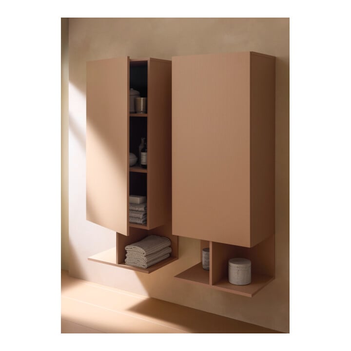 Duravit Halbhochschrank Balcoon 50x36x132cm, Tür re, Terra strukturiert