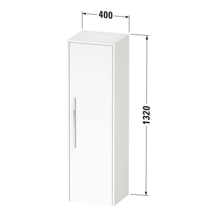 Duravit Halbhochschrank D-Code 40x132x36cm, 2 Böd., G chr, re, we. hgl