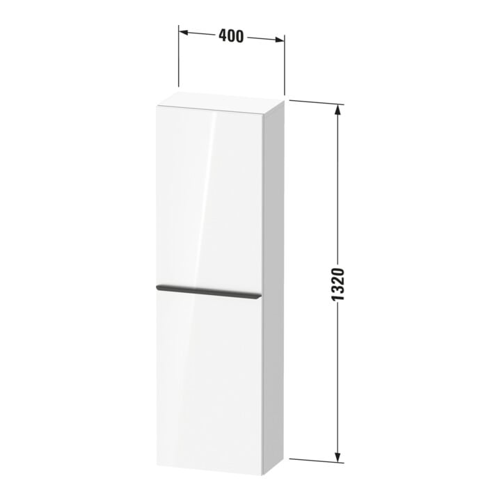 Duravit Halbhochschrank D-Neo 40x24cm, 1 Tür, 4 Bö, An R, g pol/gra ma