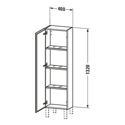 Duravit Halbhochschrank L-Cube 40x24,3x132cm, Tür links, weiß supermatt