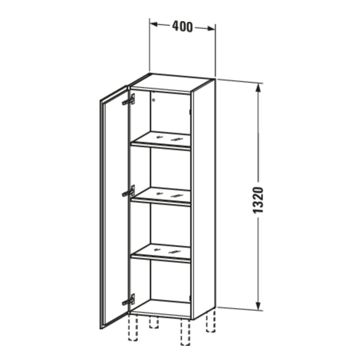 Duravit Halbhochschrank L-Cube 40x36,3x132cm, Tür links, Eiche schwarz