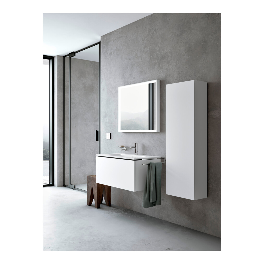 Duravit Halbhochschrank L-Cube 40x36,3x132cm, Tür links, weiß matt