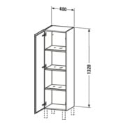 Duravit Halbhochschrank L-Cube 40x36,3x132cm, Tür re, schwarz Hochglanz-2
