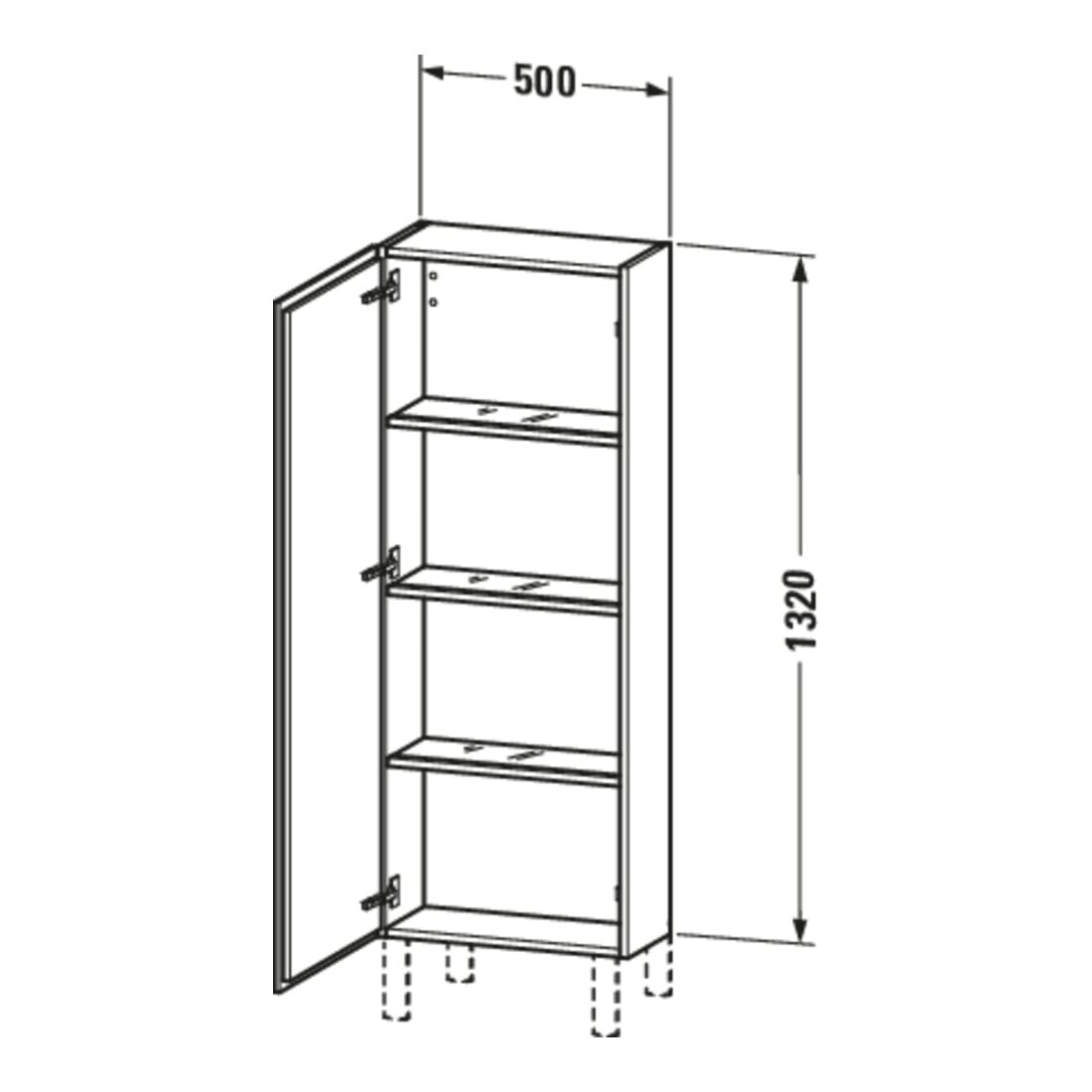 Duravit Halbhochschrank L-Cube 50x24,3x132cm, Tür links, weiß Hochglanz