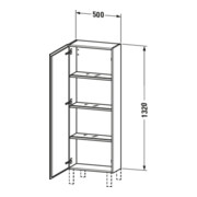 Duravit Halbhochschrank L-Cube 50x24,3x132cm, Tür links, weiß Hochglanz-5