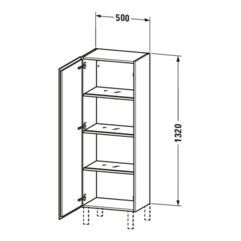 Duravit Halbhochschrank L-Cube 50x36,3x132cm, Tür li, graphit supermatt