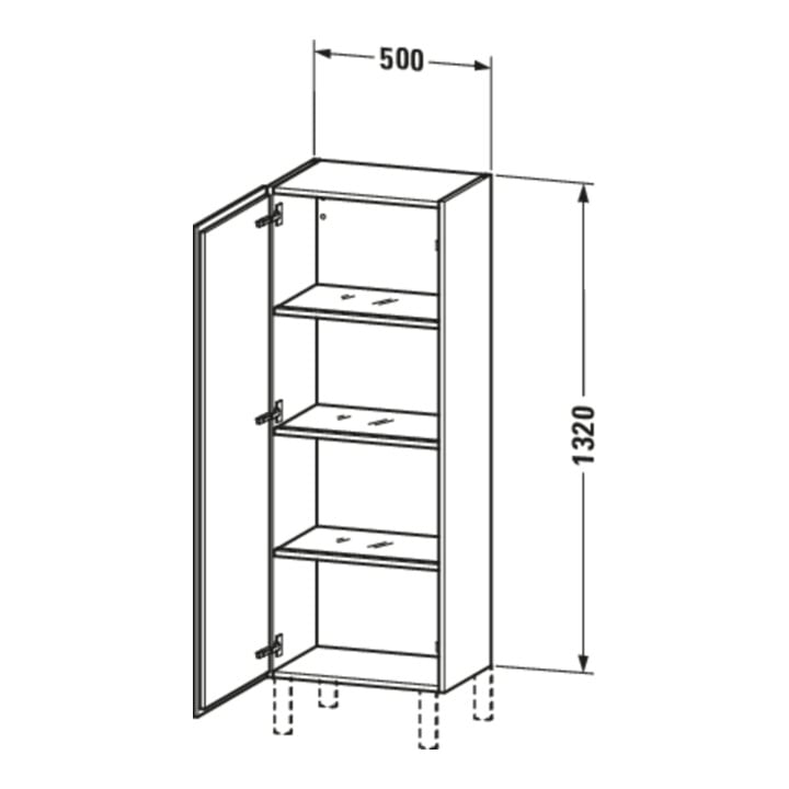 Duravit Halbhochschrank L-Cube 50x36,3x132cm, Tür li, mediterane eiche