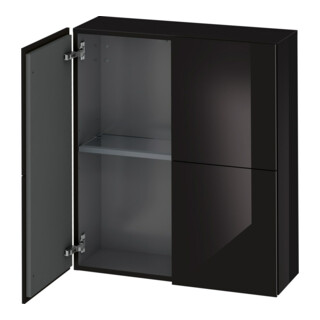 Duravit Halbhochschrank L-Cube 70x24,3x80cm, 2 Türen, schwarz Hochglanz