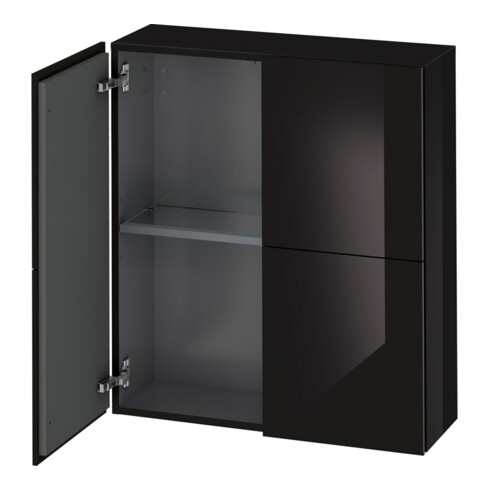 Duravit Halbhochschrank L-Cube 70x24,3x80cm, 2 Türen, schwarz Hochglanz