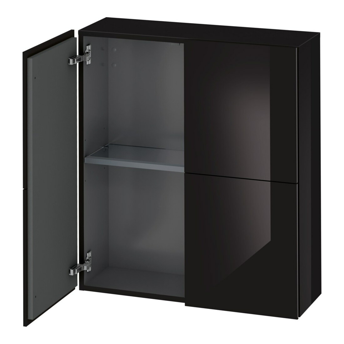 Duravit Halbhochschrank L-Cube 70x24,3x80cm, 2 Türen, schwarz Hochglanz