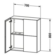Duravit Halbhochschrank L-Cube 70x24,3x80cm, 2 Türen, weiß Hochglanz-2