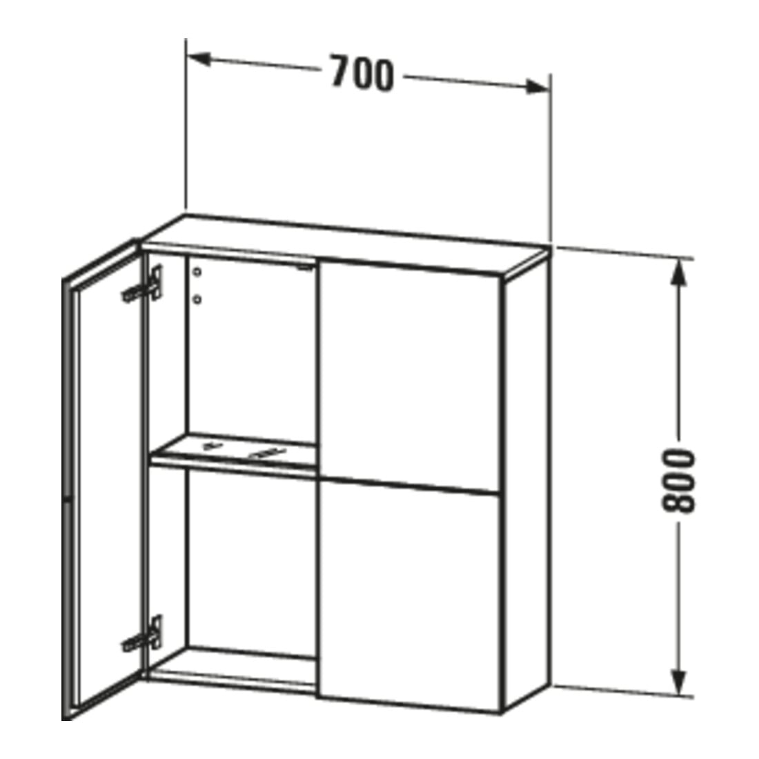 Duravit Halbhochschrank L-Cube 70x24,3x80cm, 2 Türen, weiß Hochglanz