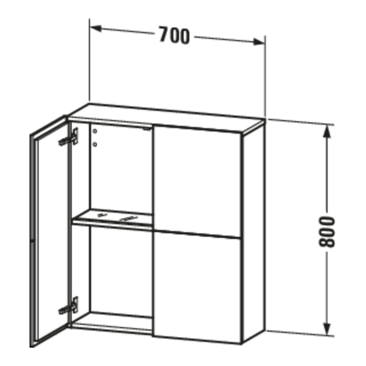 Duravit Halbhochschrank L-Cube 70x24,3x80cm, 2 Türen, weiß Hochglanz