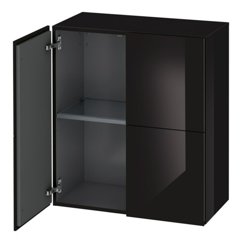 Duravit Halbhochschrank L-Cube 70x36,3x80cm, 2 Türen, schwarz Hochglanz