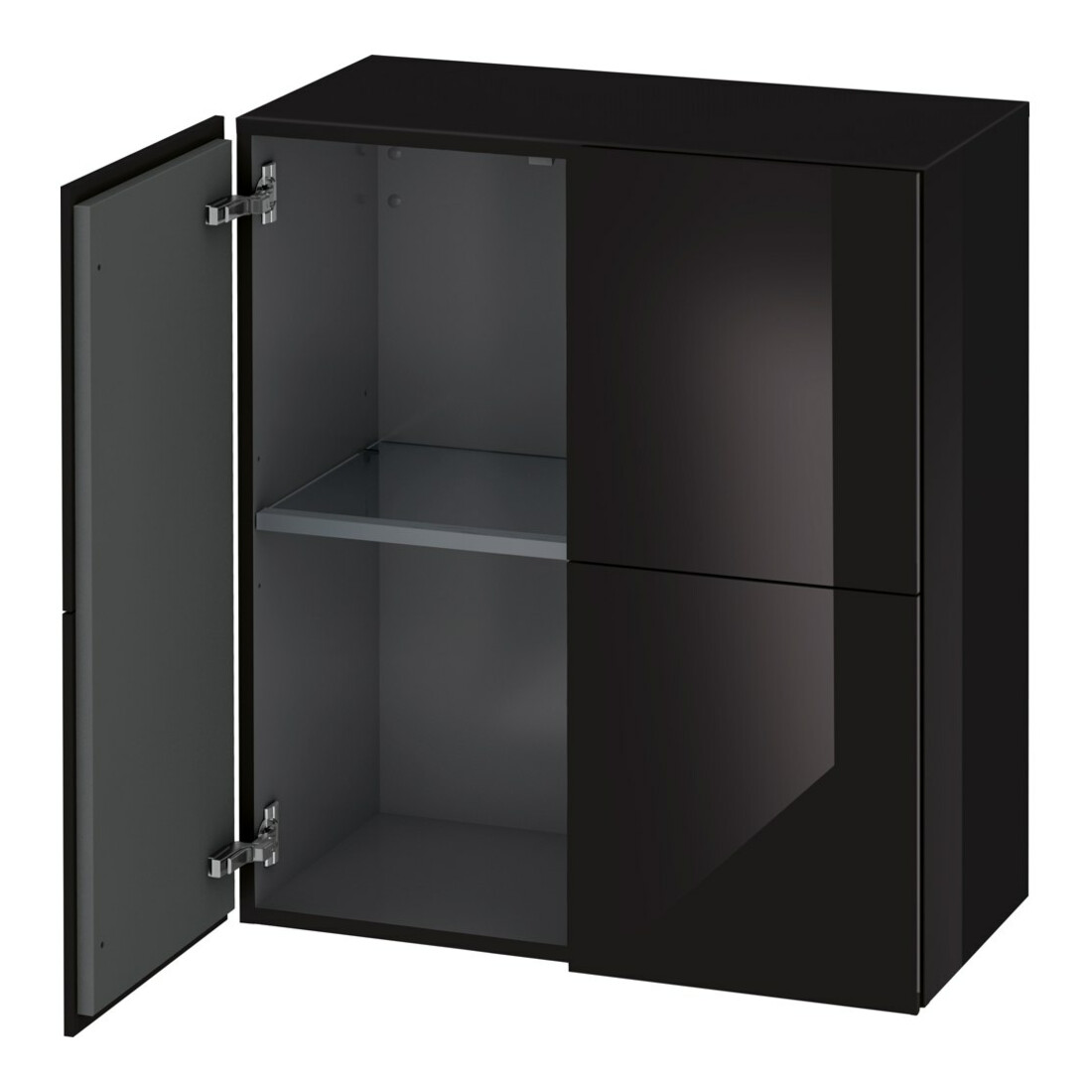 Duravit Halbhochschrank L-Cube 70x36,3x80cm, 2 Türen, schwarz Hochglanz