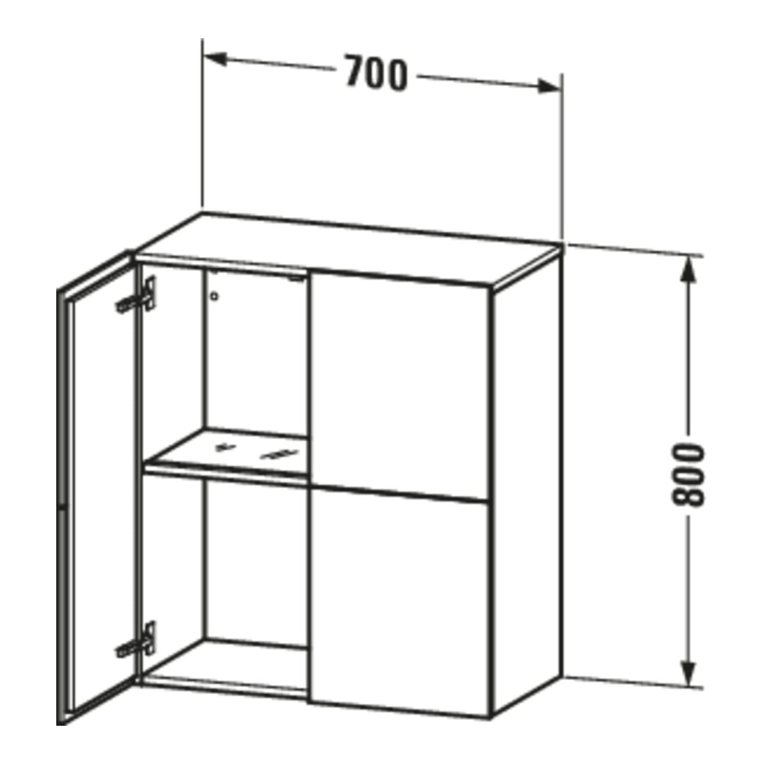 Duravit Halbhochschrank L-Cube 70x36,3x80cm, 2 Türen, weiß Hochglanz
