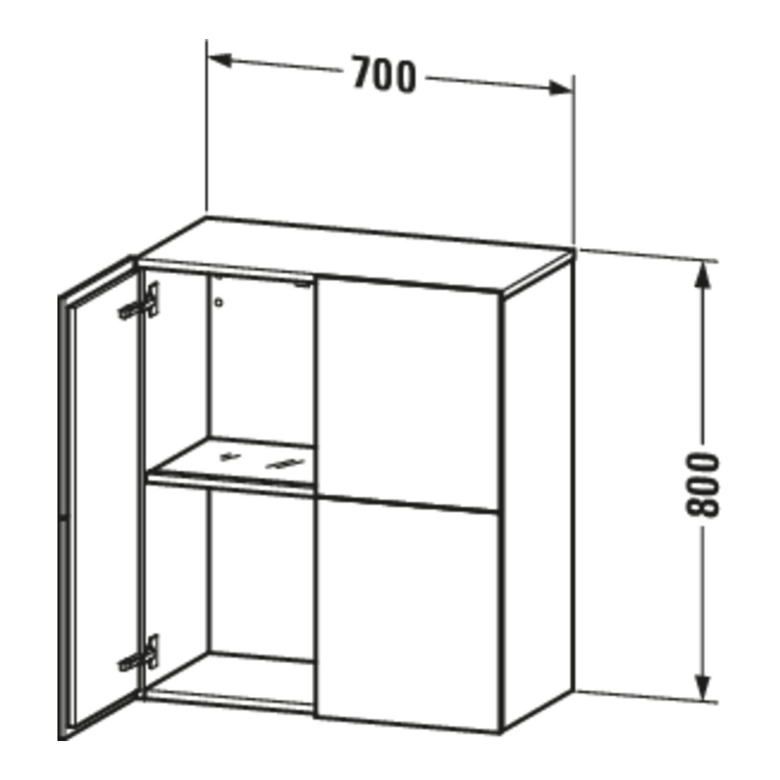 Duravit Halbhochschrank L-Cube 70x36,3x80cm, 2 Türen, weiß Hochglanz