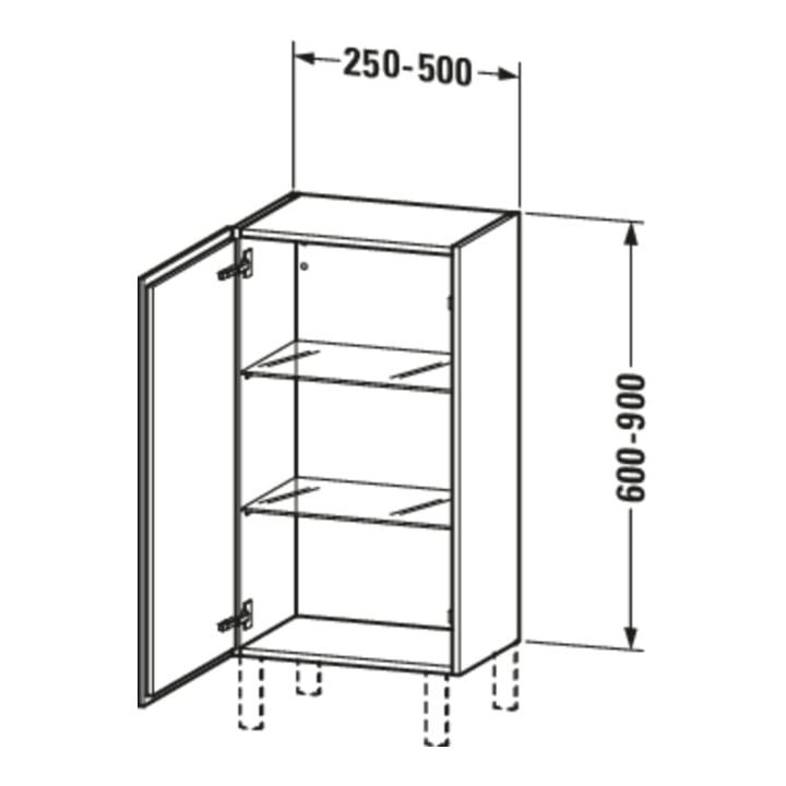Duravit Halbhochschrank L-Cube individual, Tür links, Eiche schwarz