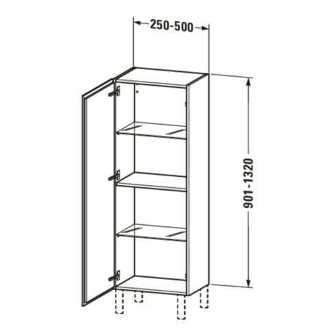 Duravit Halbhochschrank L-Cube individual, Tür links, taupe supermatt
