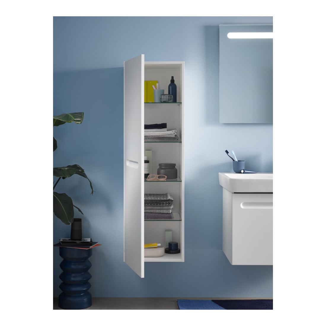 Duravit Halbhochschrank No. 1 40x36x132cm, 4 Fachb., T. li, Weiß Matt