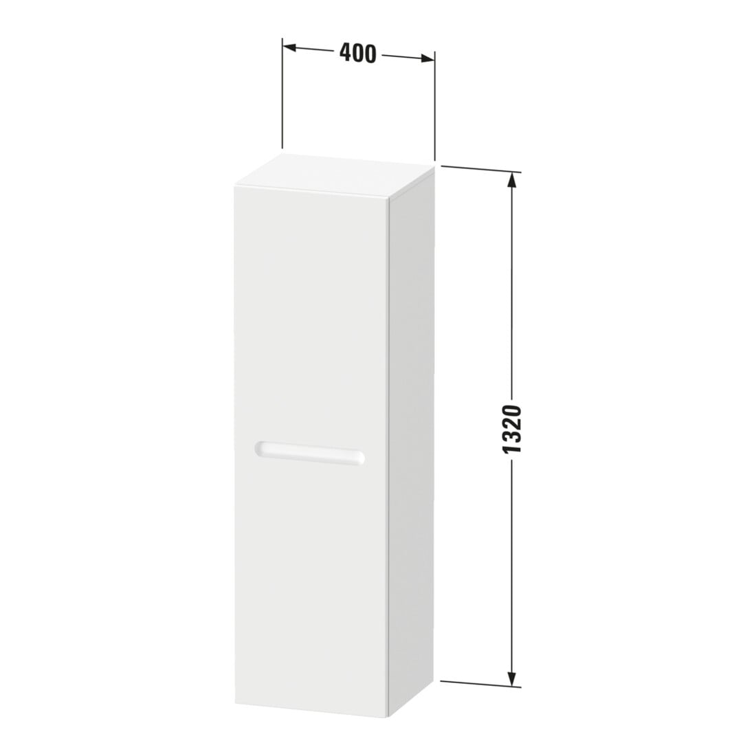Duravit Halbhochschrank No. 1 40x36x132cm, 4 Fachb., T. re, Weiß Matt