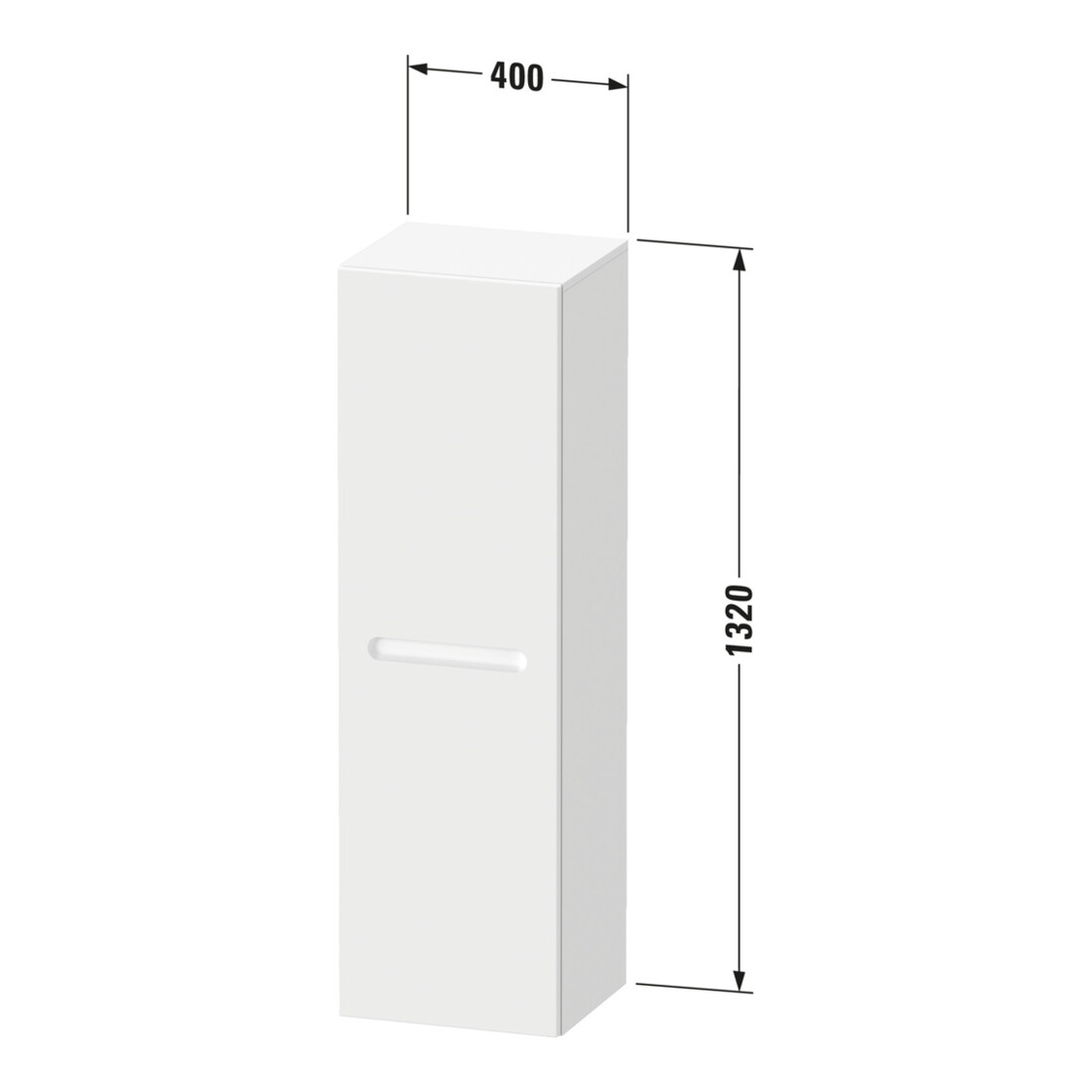Duravit Halbhochschrank No. 1 40x36x132cm, 4 Fachb., T. re, Weiß Matt